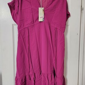 Elegant Fuchsia Midi Dress